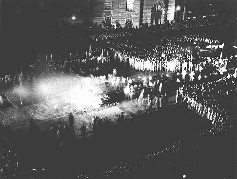 Book burning in Berlin. Germany, May 10, 1933.