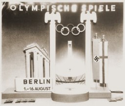 A display advertising the 11th Summer Olympic Games which were held in Berlin, Germany, 1936. [LCID: 21774]